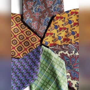 Vintage Designer Mens Silk Neck Ties Christian Dior, Brooks Brother, Etro Milano